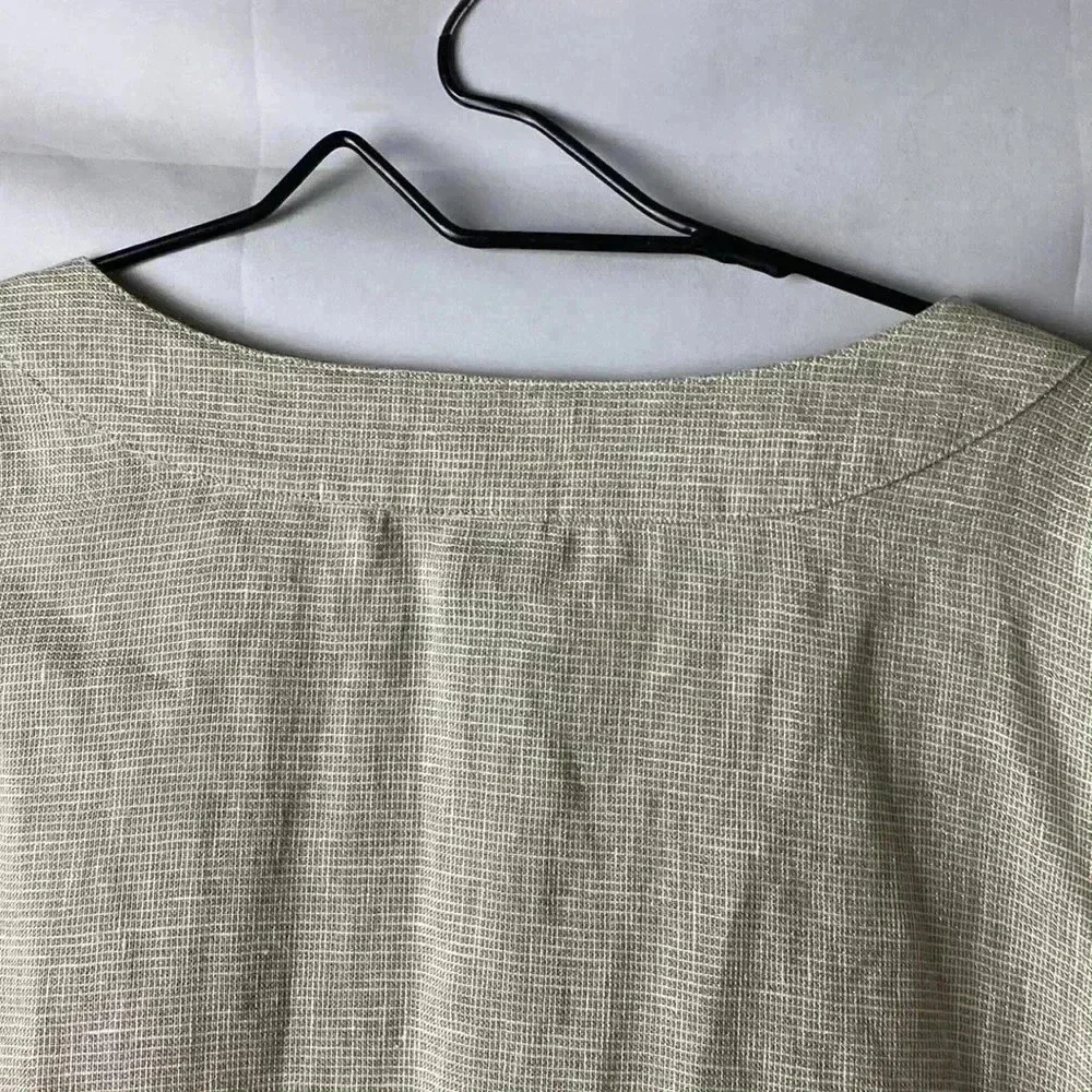 J. JILL WO SIZE‎ LARGE  LINEN LIGHTWEIGHT OATMEAL COLOR SILVER METALLIC THREAD